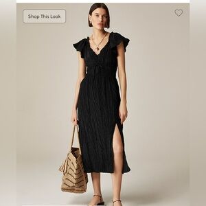 J. Crew Black Midi Dress with Ruffle Sleeves